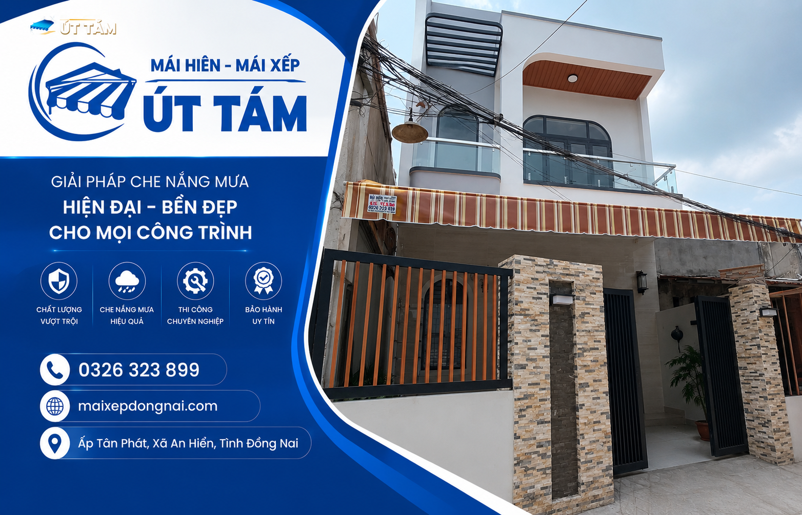 mái hiên Trảng Bom,thi công mái hiên Trảng Bom, lắp đặt mái hiên Trảng Bom